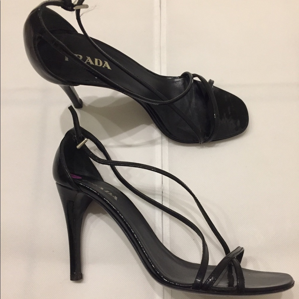 Prada black patent heels